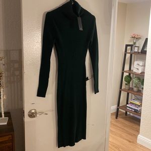 Emerald turtleneck sweater dress